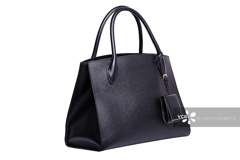 白色背景上的黑色皮革女士手提包图片素材