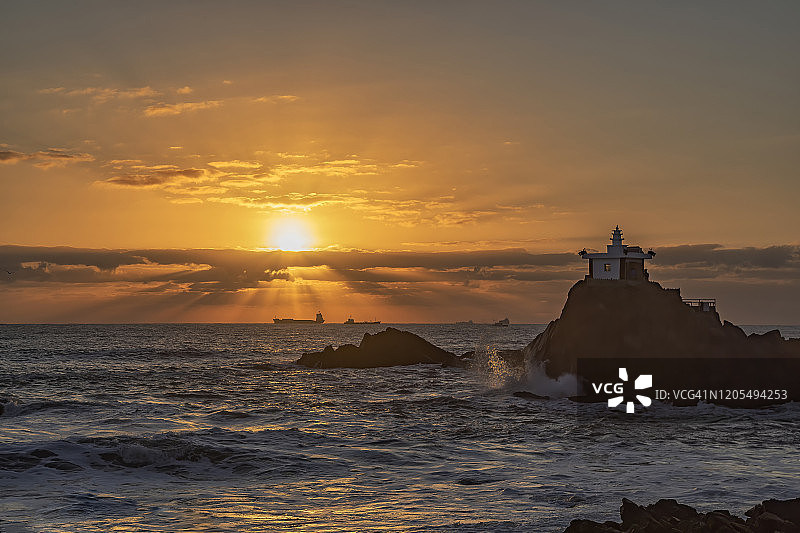 浦项的丁达尔效应海景，韩国图片素材
