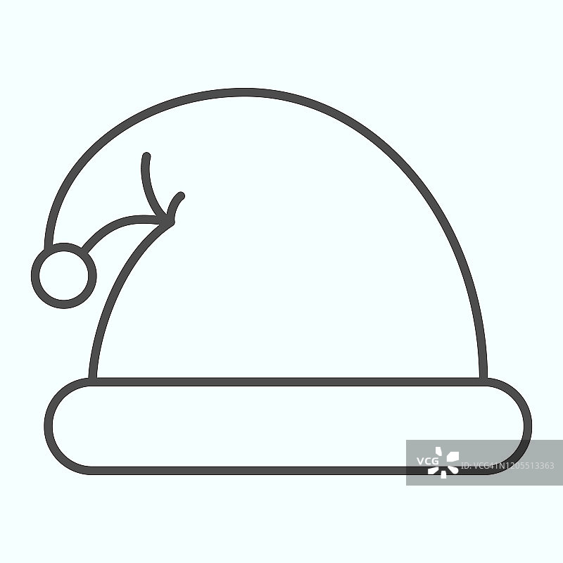 冬季节日帽子细线图标：圣诞老人毛绒派对帽，圣诞矢量设计概念图片素材