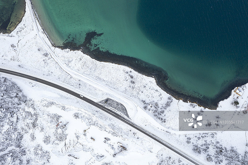 挪威罗弗敦群岛的沿海公路图片素材