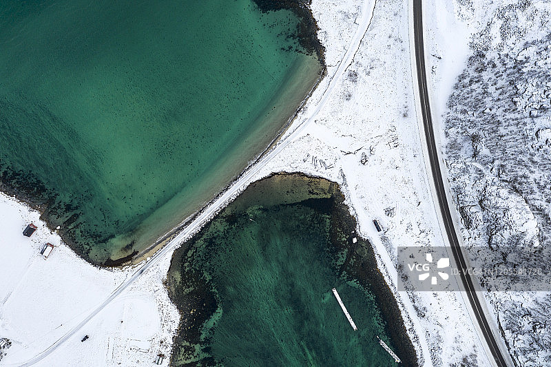 挪威罗弗敦群岛的沿海公路图片素材