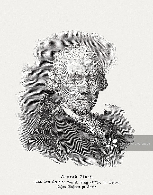 康拉德·埃克霍夫（1720-1778），德国演员，1897年发表的木刻版画图片素材