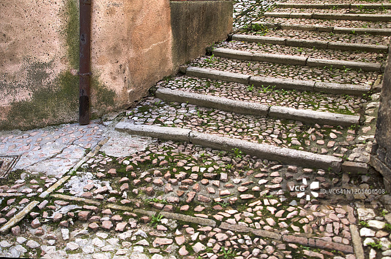 意大利中世纪小镇的巷子台阶图片素材
