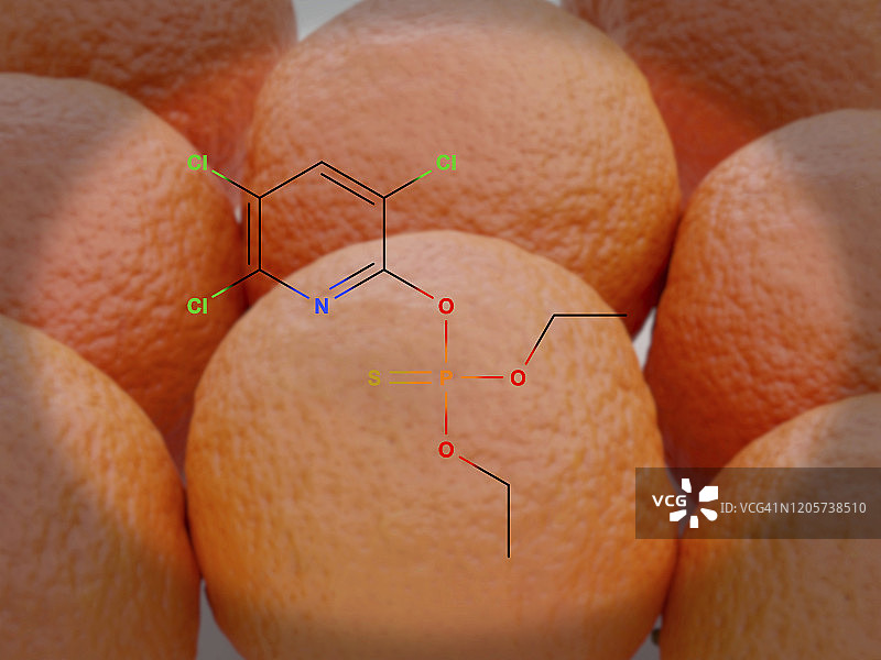 毒死蜱杀虫剂分子结构示意图图片素材