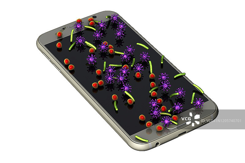 手机上的微生物概念插图图片素材