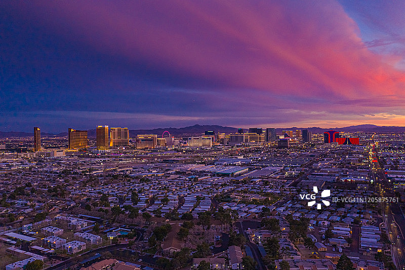 日落下的拉斯维加斯，内华达州，美国图片素材