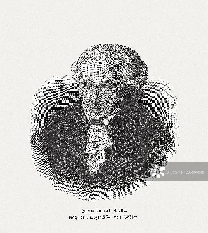 伊曼努尔·康德（1724-1804），德国哲学家，1897年发表的木刻版画图片素材