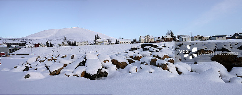 冰岛北部胡萨维克城市景观图片素材
