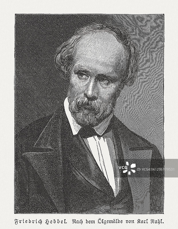 克里斯蒂安·弗里德里希·黑贝尔（1813-1863）：德国剧作家和诗人，1897年木刻图片素材