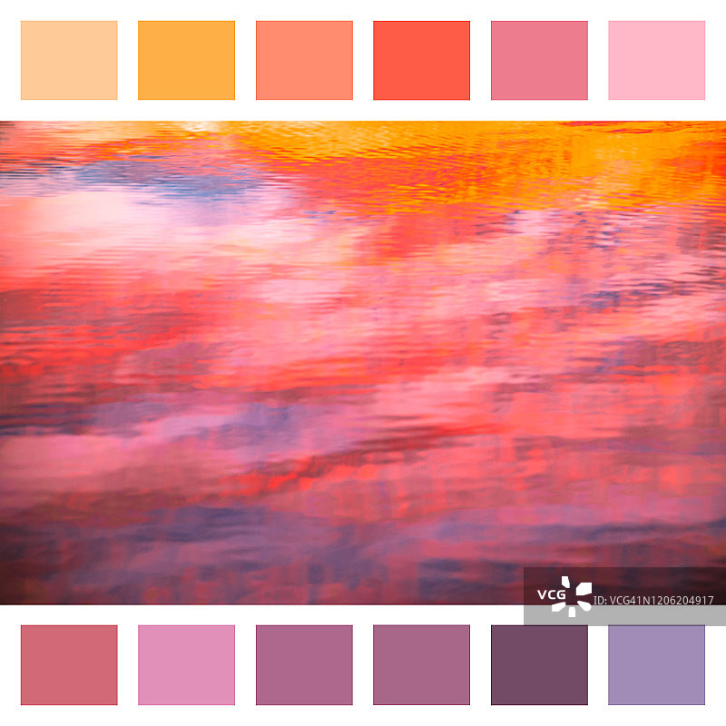 将分解的水反射图片变成具有彩色渐变的精美调色板图片素材
