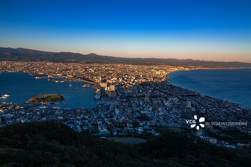 日本北海道函馆夜景顶视图图片素材