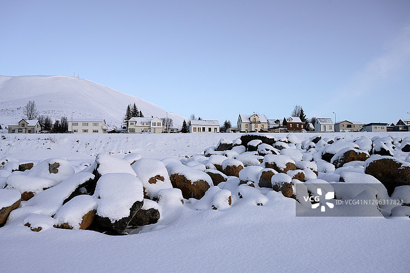 冰岛北部胡萨维克城市景观图片素材