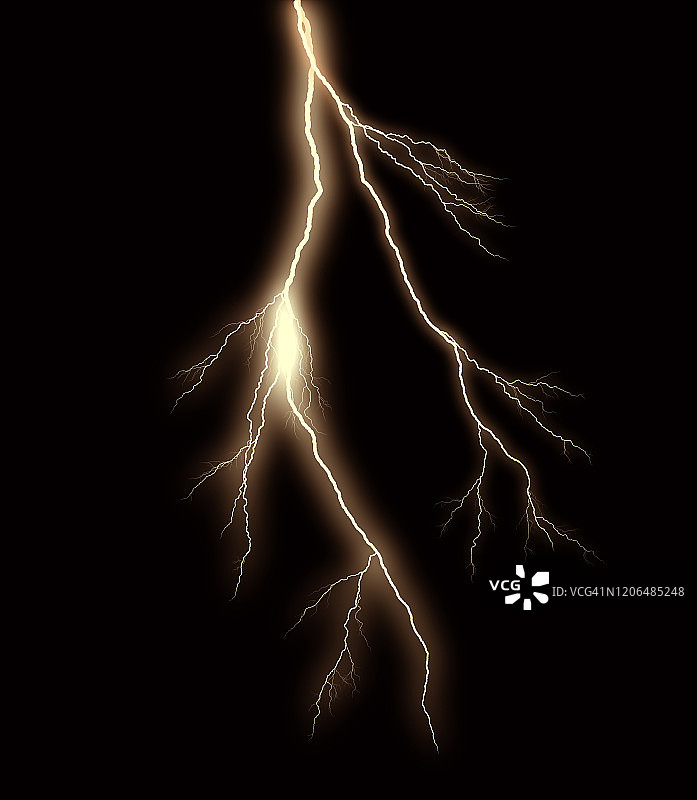 黑色背景上的能源闪电图片素材