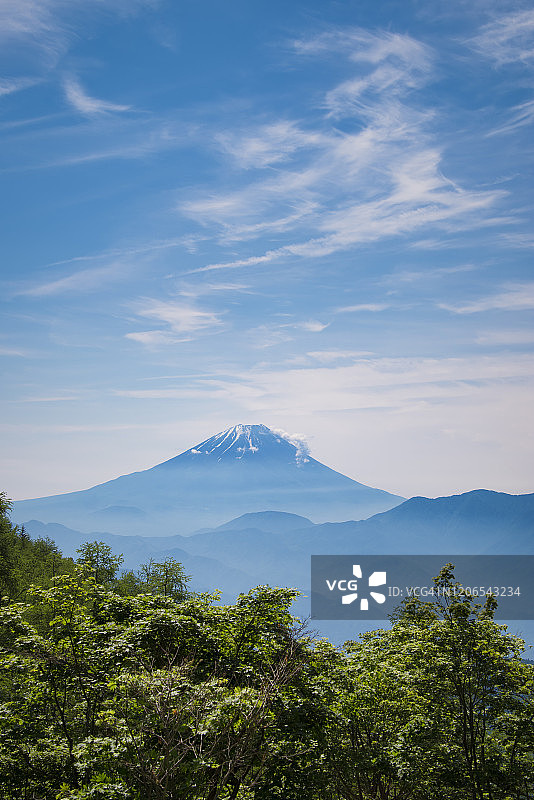 夏季群山之上的富士山图片素材