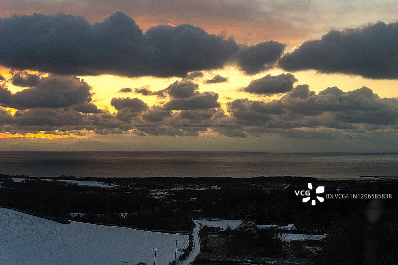 2020年日本北海道室兰市冬季美景图片素材