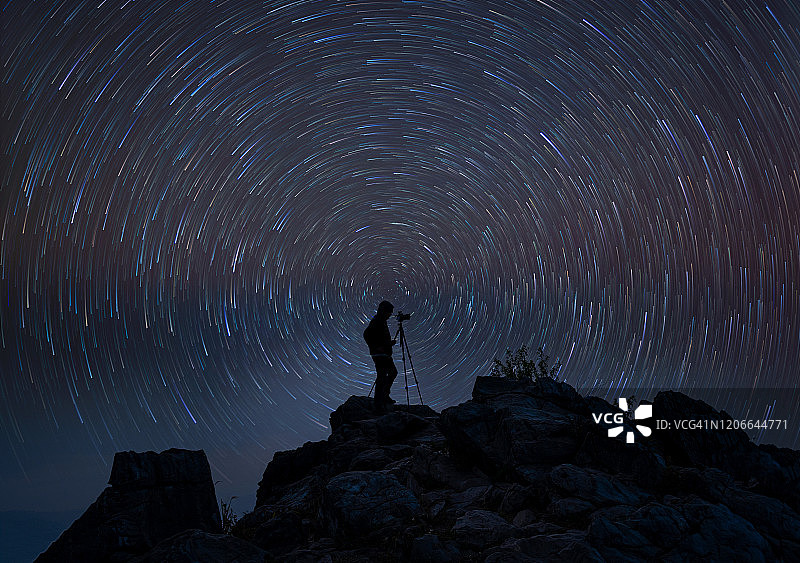 摄影师和星迹图片素材