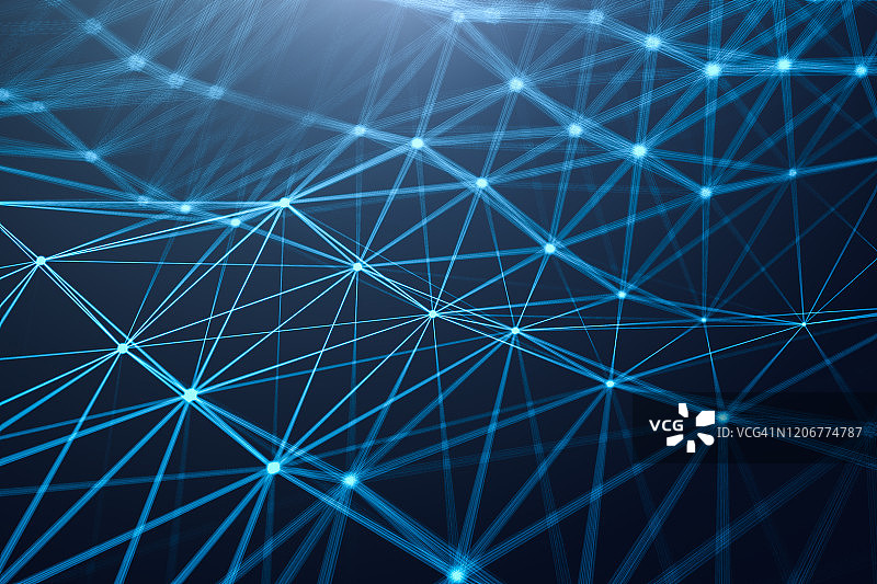 线框纹理抽象背景，几何形状连接线和点，用于商业科技的未来数字背景图片素材