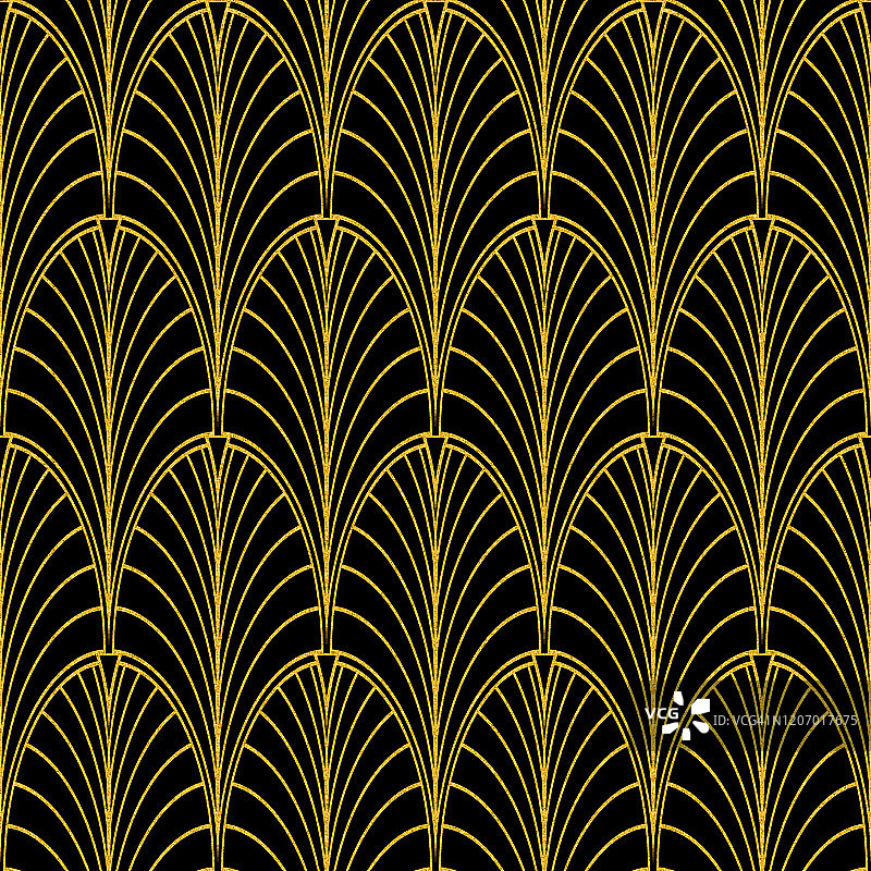 装饰艺术金色黑色无缝图案图片素材