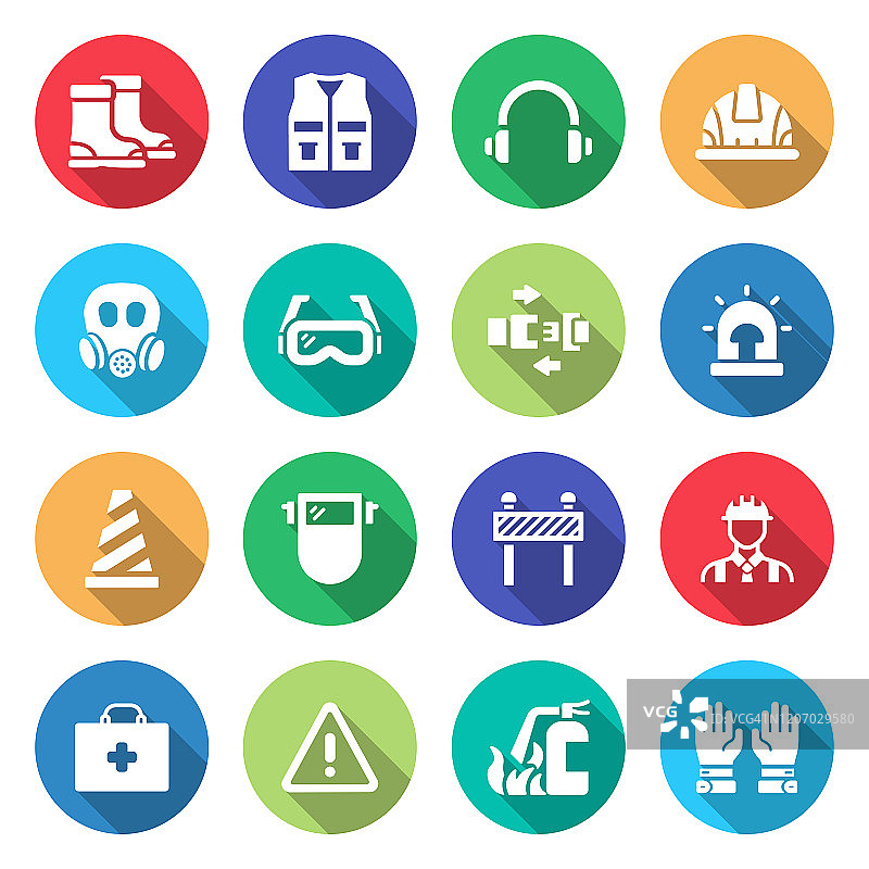 职业安全相关矢量扁平图标简约合集，符号集图片素材