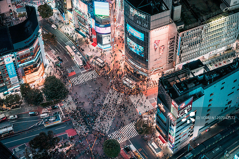 涩谷夜景俯瞰图片素材