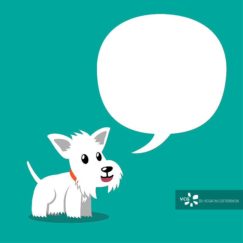 矢量卡通白色苏格兰梗犬和语音气泡图片素材