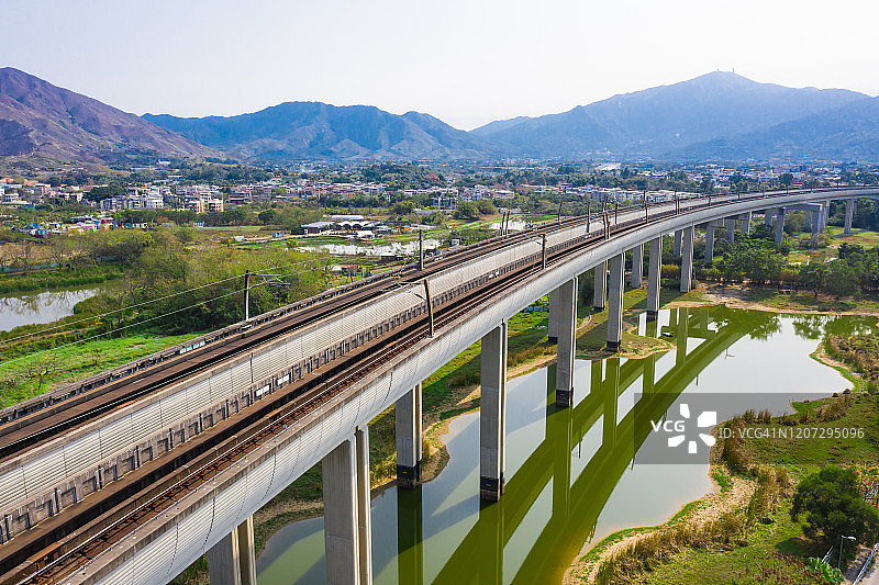 香港元朗区西铁线航拍图片素材