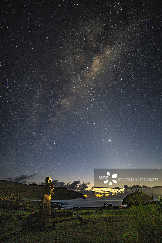 智利复活节岛阿胡·汤加里基的景色图片素材