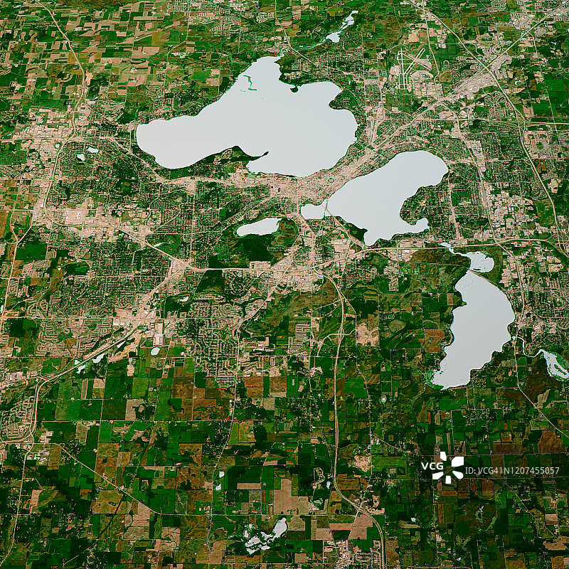 2018年9月麦迪逊威斯康星州3D渲染地图彩色顶视图图片素材