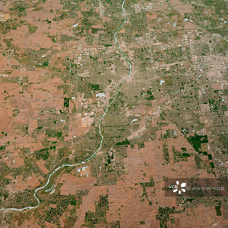 2019年4月伊利诺伊州奥罗拉3D渲染地图彩色顶视图图片素材