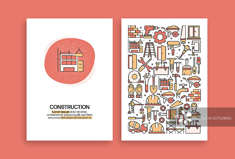 建筑相关设计，用于宣传册、封面、宣传单和年度报告的现代矢量模板图片素材