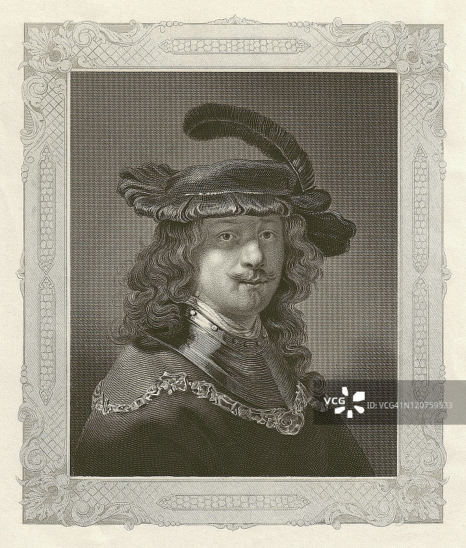 伦勃朗·凡·莱茵（戈弗特·弗林克绘于1633/34年，约1840年出版）图片素材