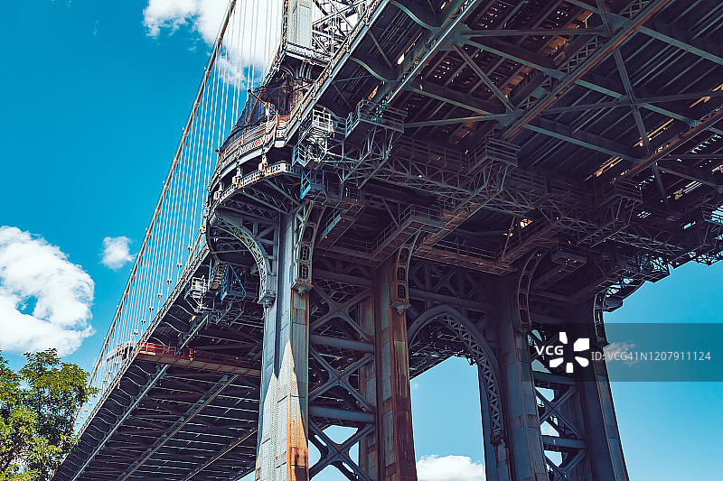 曼哈顿大桥低角度视图图片素材