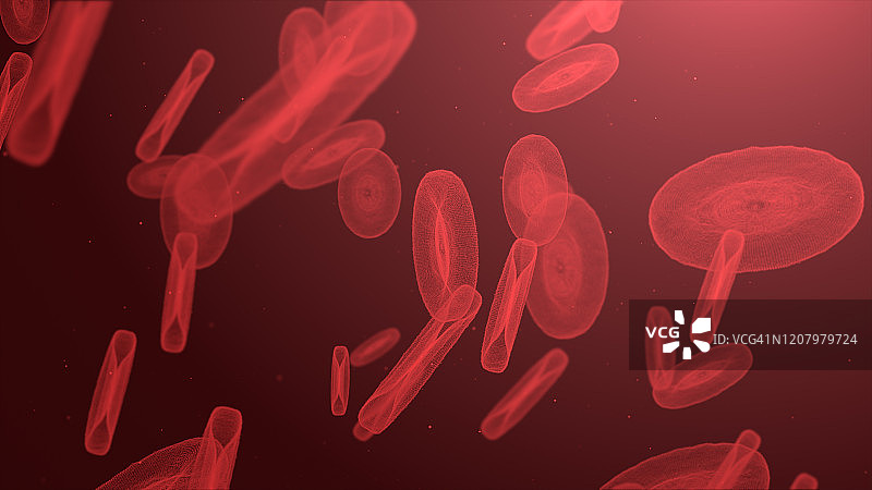红色血细胞未来科技数字设计抽象背景，适用于商业科技图片素材