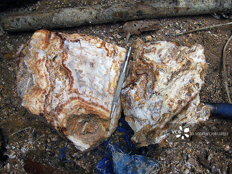 石英岩中的自然金样本图片素材