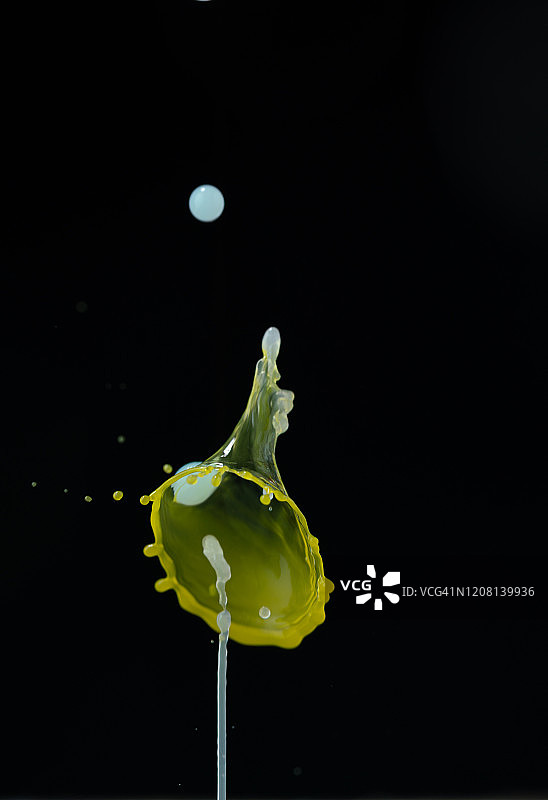 高速摄影捕捉到的半空中水滴碰撞图片素材