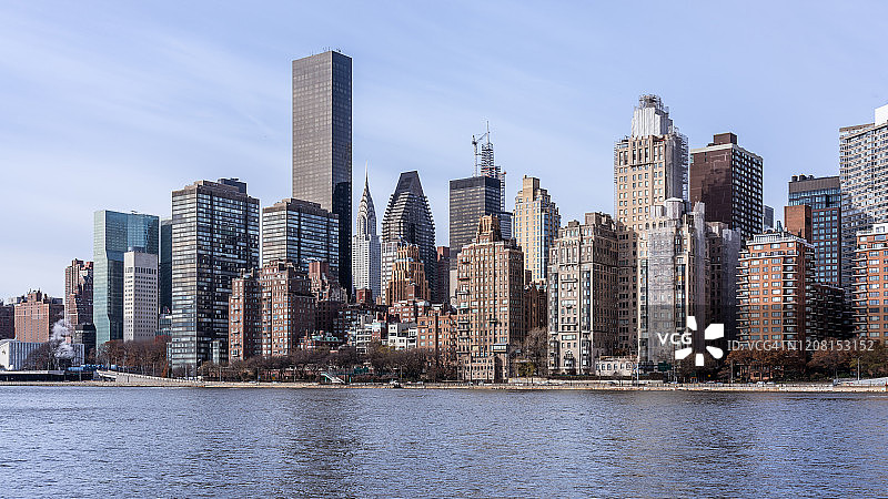 从罗斯福岛看纽约曼哈顿中城图片素材