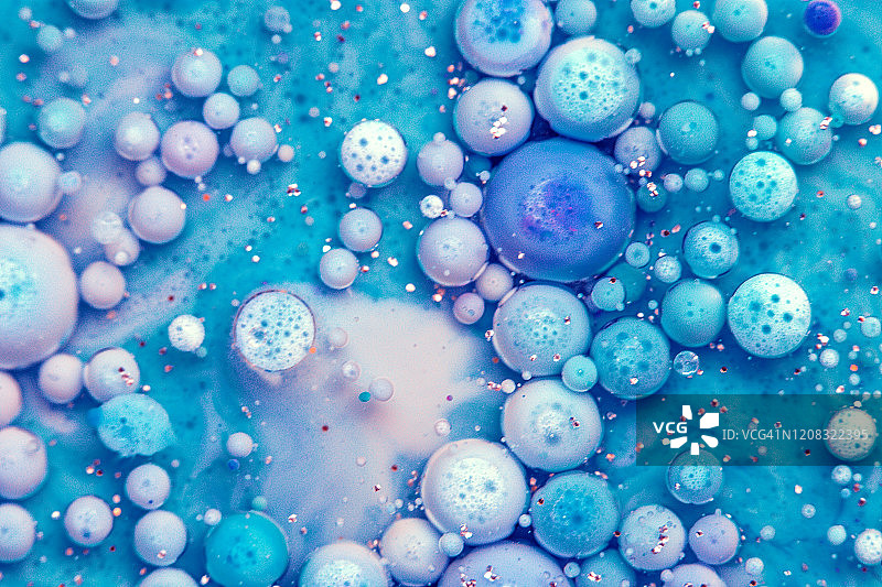 抽象液体宏观油墨气泡斑点背景图片素材