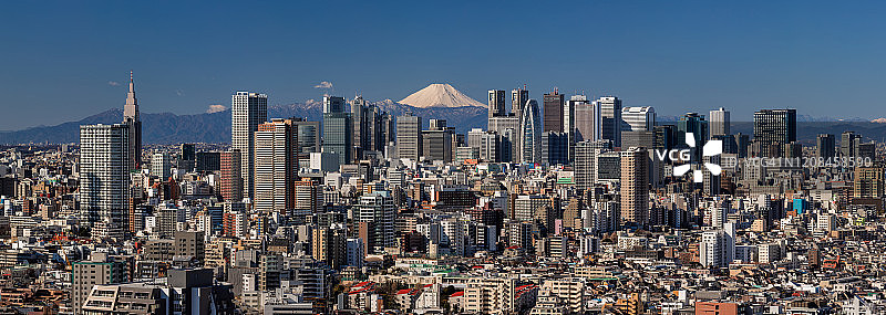 东京城市景观与富士山，日本东京图片素材