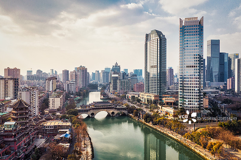 航拍中国成都城市景观图片素材