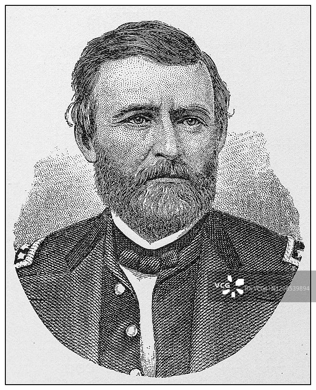 昔日名人古董插画：尤利西斯·辛普森·格兰特图片素材