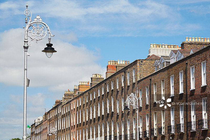 爱尔兰都柏林市的一排格鲁吉亚风格建筑图片素材