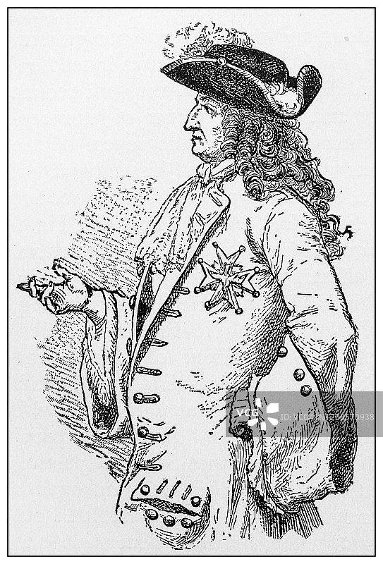 历史名人古董插画：路易十四图片素材