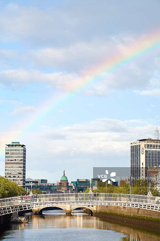 爱尔兰都柏林市利费伊河沿岸的码头图片素材