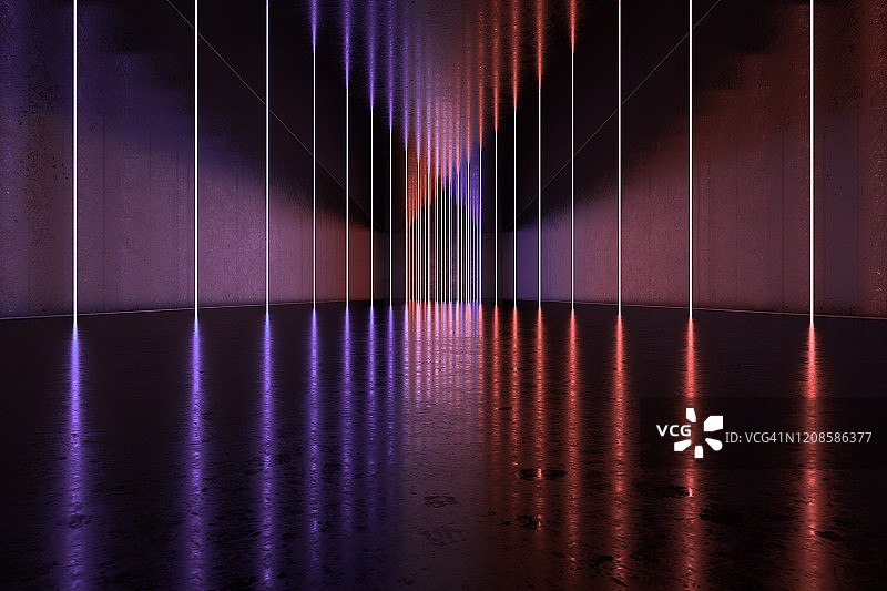 抽象霓虹灯背景，3d渲染图片素材