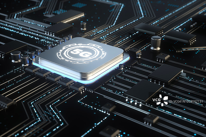 板载5G的CPU，3D渲染图片素材
