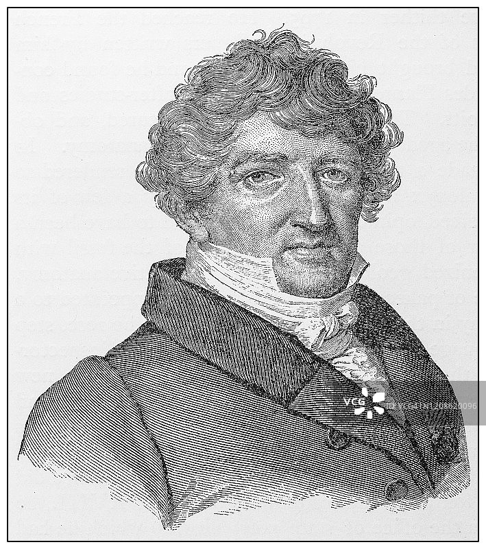 历史名人老式插画：乔治·居维叶图片素材