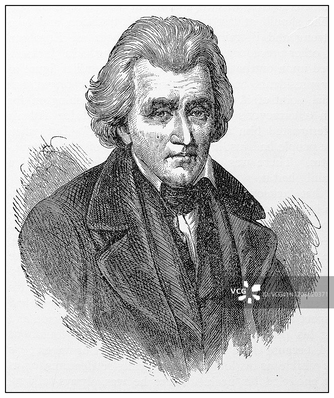 历史名人古董插画：安德鲁·杰克逊图片素材