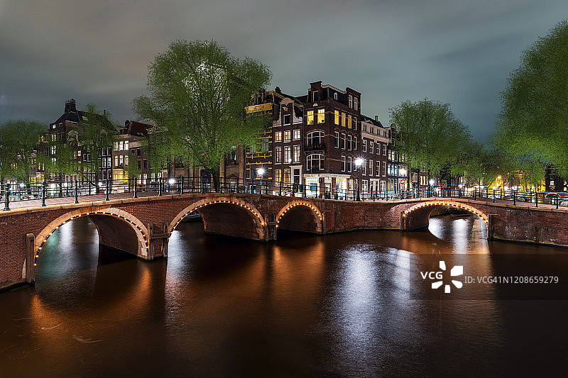 阿姆斯特丹夜景桥梁图片素材
