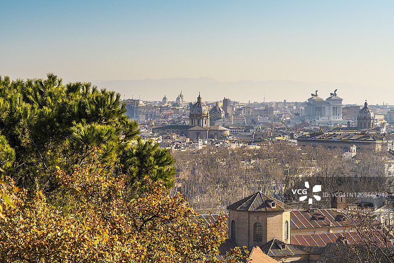 从贾尼科洛山看意大利罗马维托里亚诺纪念馆图片素材