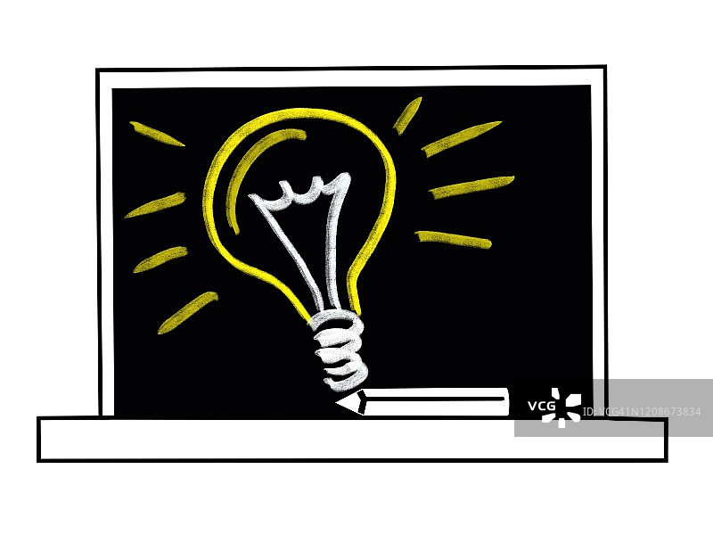 黑板上的粉笔灯泡图片素材